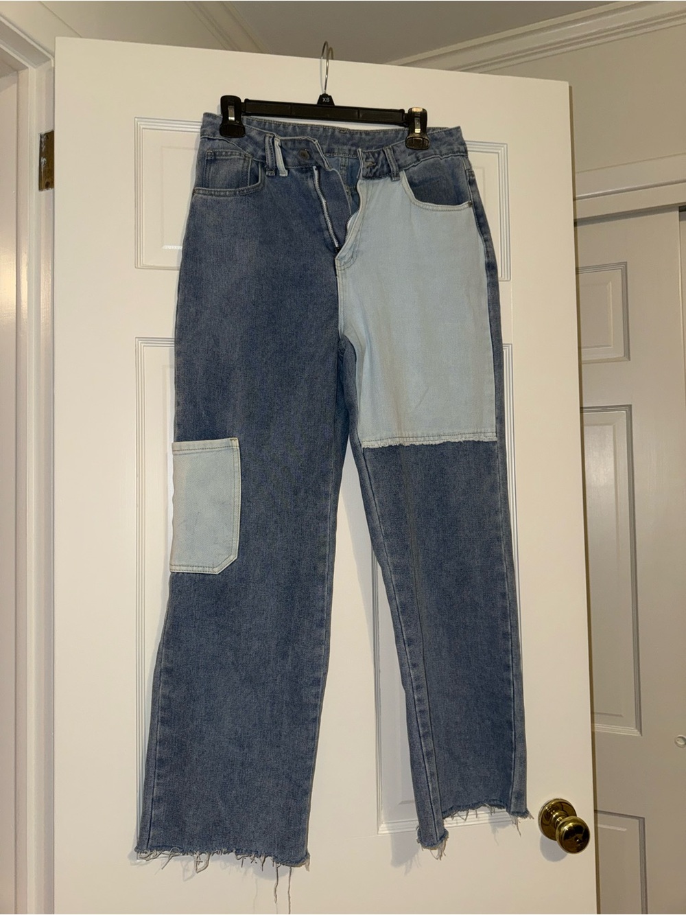 Two-Tone Patchwork Women’s Jeans - Blue